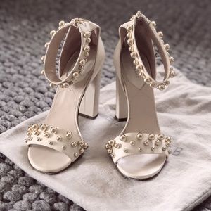 Elie Saab strappy sandal heals with gold accents